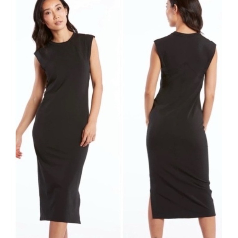 Public Rec Tank Dress Sleeveless Cotton Side Slits Women's Size Medium Black